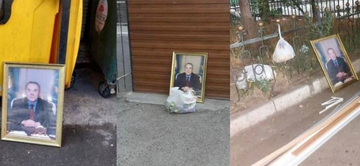 Портреты Назарбаева обнаружены на помойке